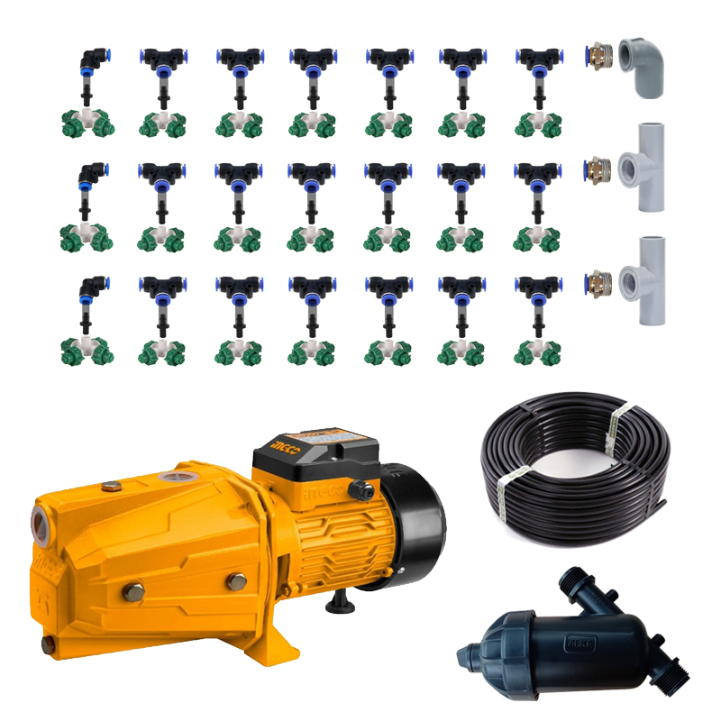 Bộ tưới cây tưới cây công suất lớn 300 béc phun 4 hướng dùng bơm 2.0 HP