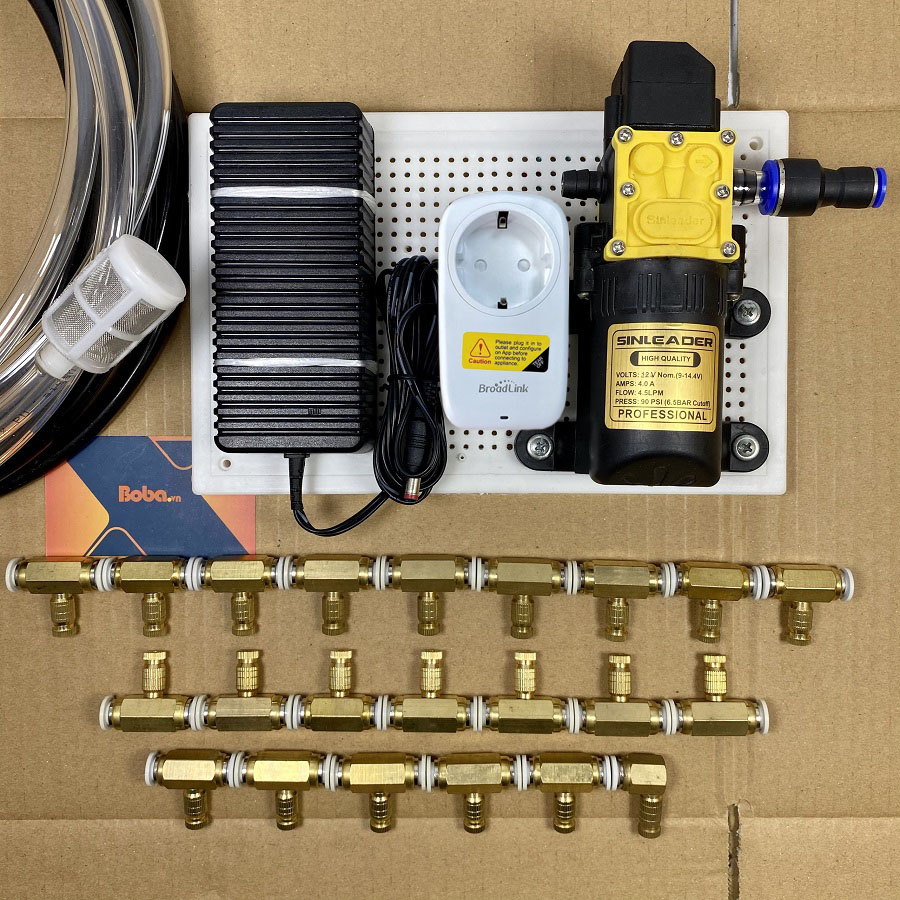 Combo phun sương tạo ẩm 35 béc đồng tự động - Có ổ cắm wifi