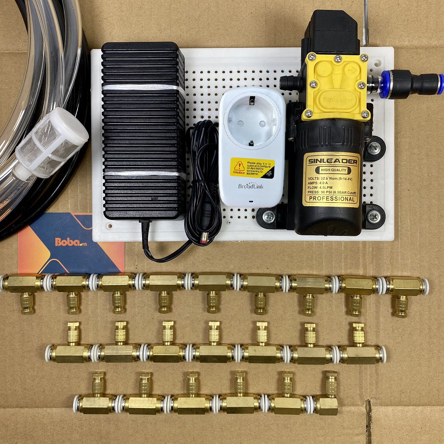 Combo phun sương tạo ẩm 35 béc đồng tự động - Có ổ cắm wifi