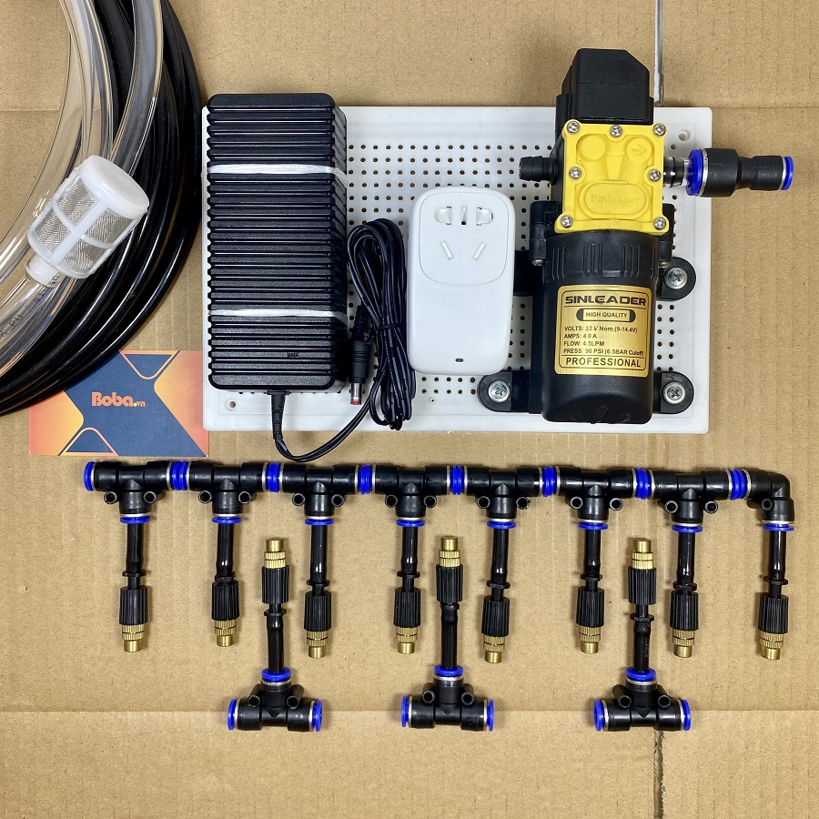 Combo phun sương tưới cây 15 béc phun 1 hướng đầu đồng - có ổ cắm wifi