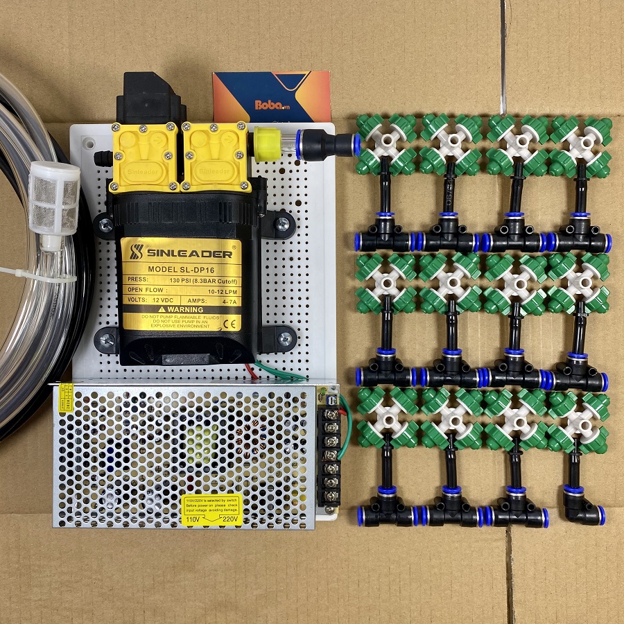 Combo phun sương tưới vườn lan cây cảnh 12 béc 4 hướng