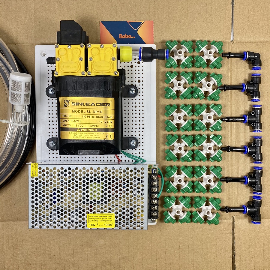 Combo phun sương tưới vườn lan cây cảnh 12 béc 4 hướng