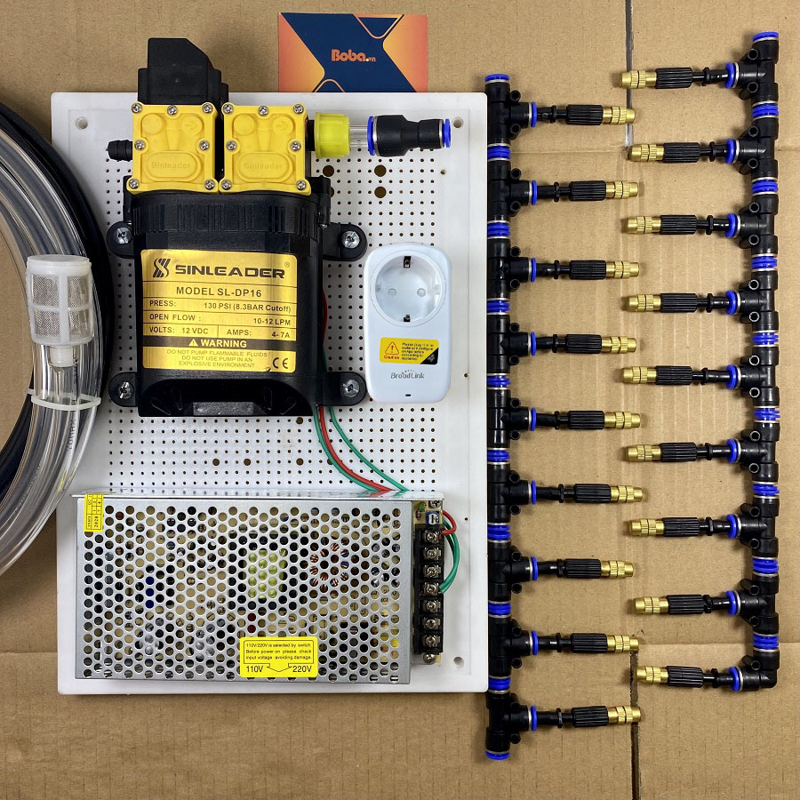 Combo phun sương tưới vườn lan cây cảnh điều khiển từ xa 25 béc phun 1 hướng đồng