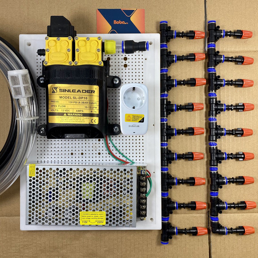 Combo phun sương tưới vườn lan cây cảnh điều khiển từ xa 25 béc phun