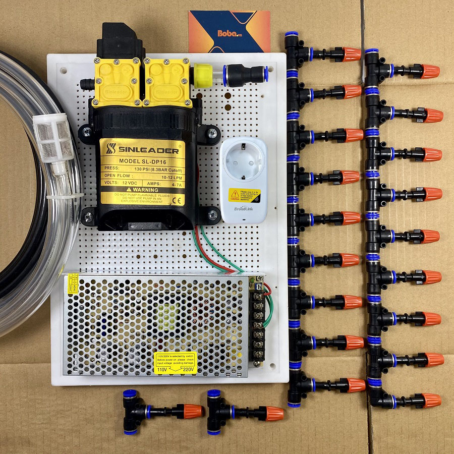 Combo phun sương tưới vườn lan cây cảnh điều khiển từ xa 25 béc phun