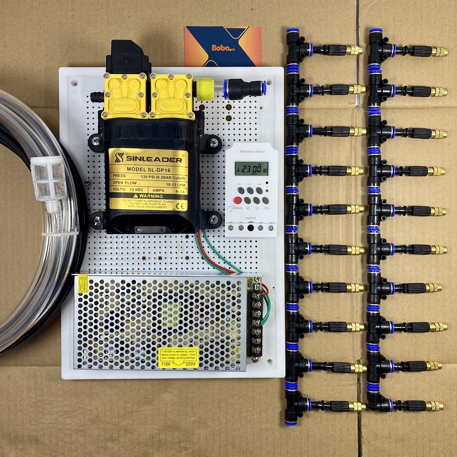 Combo phun tưới lan 25 béc 1 hướng đầu đồng hẹn giờ tự động tưới