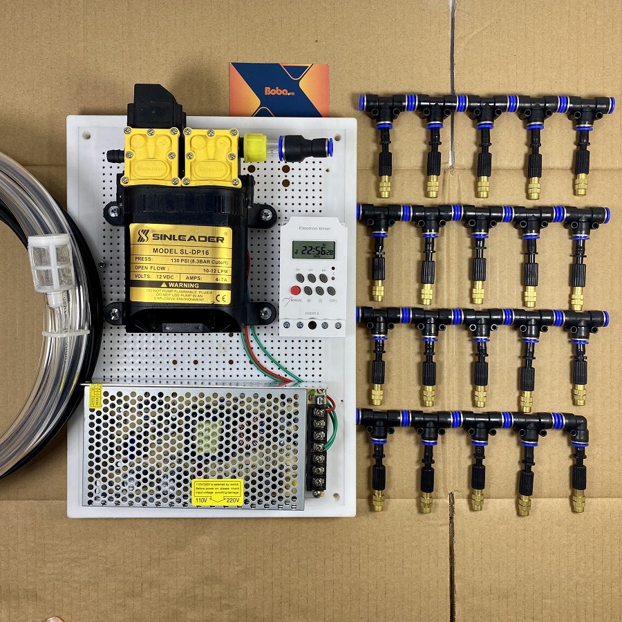 Combo phun tưới lan 25 béc 1 hướng đầu đồng hẹn giờ tự động tưới