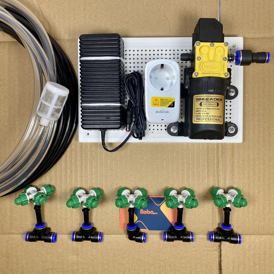 Combo phun tưới lan tưới cây 5 béc phun 4 cửa tưới có ổ cắm hẹn giờ wifi