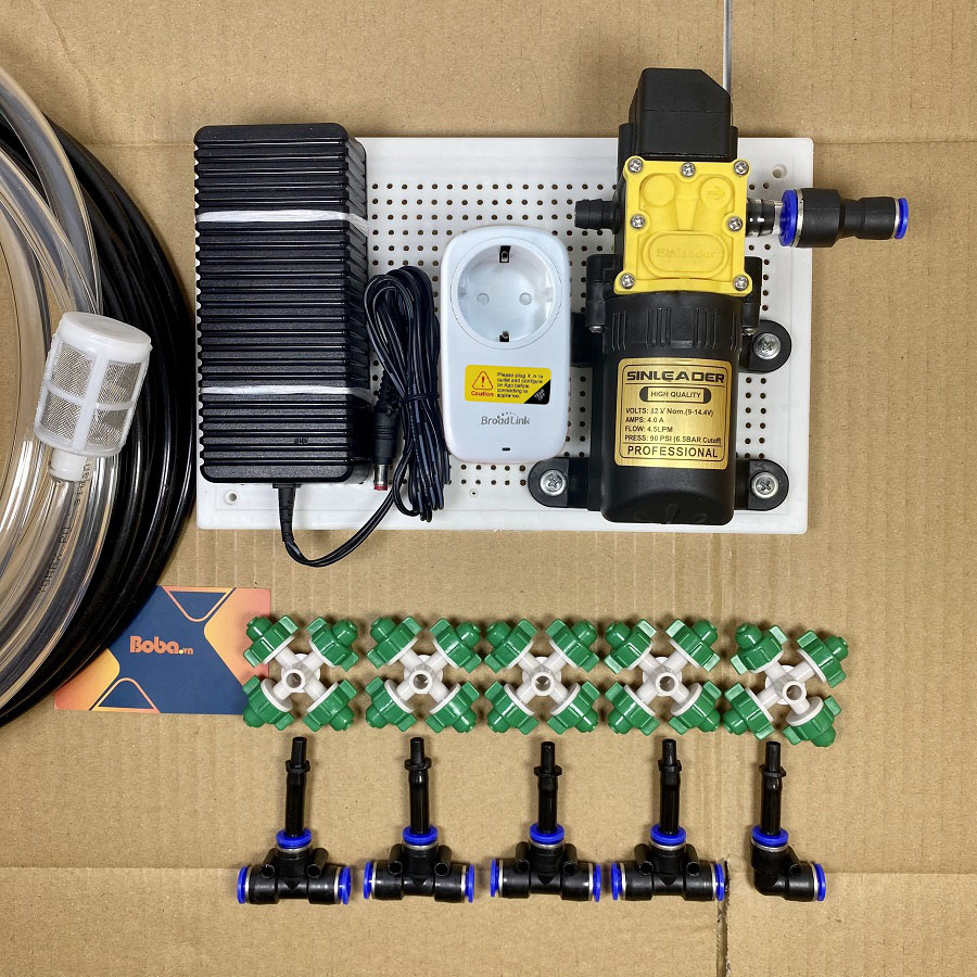 Combo phun tưới lan tưới cây 5 béc phun 4 cửa tưới có ổ cắm hẹn giờ wifi