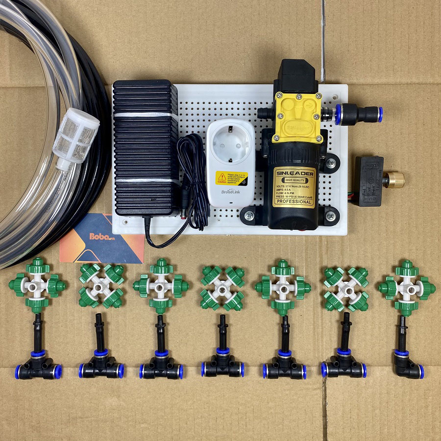 Combo phun tưới lan tưới cây tự động 7 béc phun 4 cửa tưới