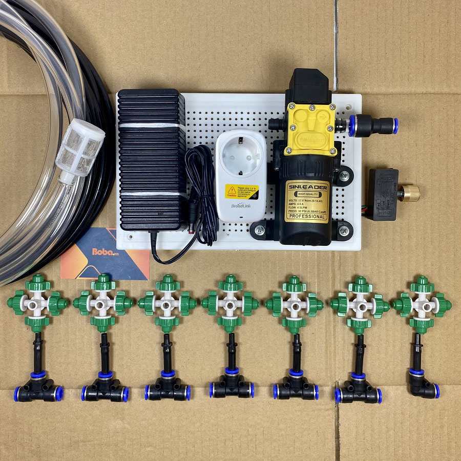 Combo phun tưới lan tưới cây tự động 7 béc phun 4 cửa tưới