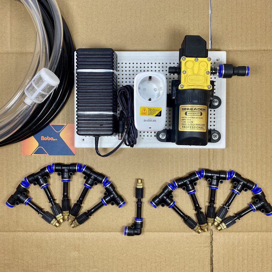 Hệ Thống Phun Sương 15 Béc Phun Bằng Đồng Có Ổ Cắm Wifi
