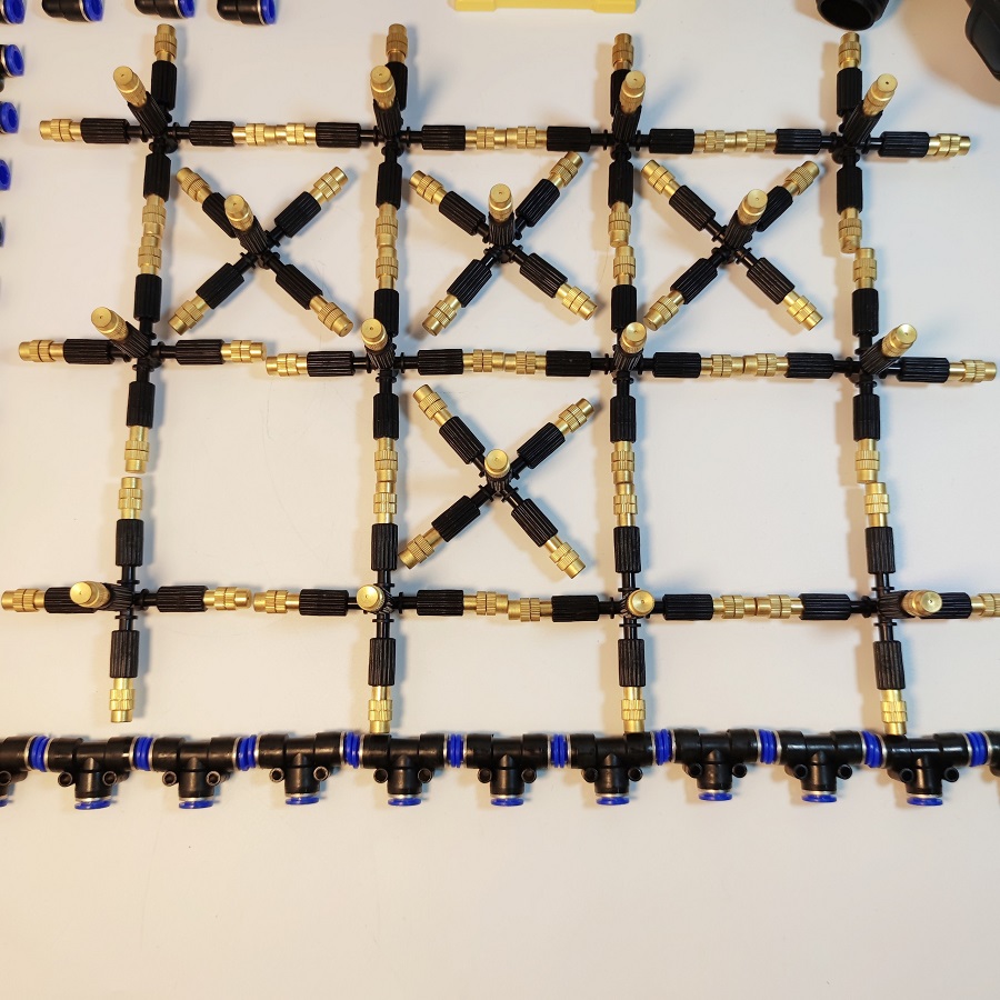 Hệ thống phun sương 20 béc 5 hướng đầu đồng - Bơm Lion 0.5HP