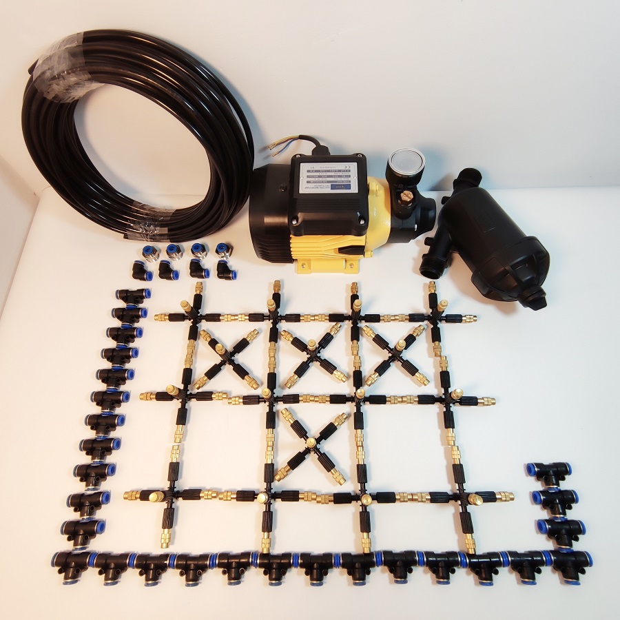 Hệ thống phun sương 20 béc 5 hướng đầu đồng - Bơm Lion 0.5HP