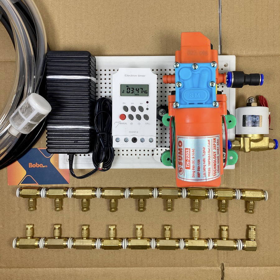 Bộ tưới cây 25 béc đồng đầu phun số 5 - Có Timer hẹn giờ tưới