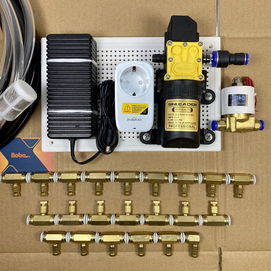 Hệ thống phun sương tạo ẩm làm mát 35 béc đồng từ động - Có ổ cắm wifi