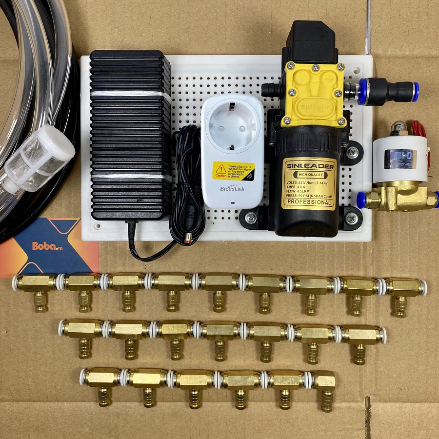 Hệ thống phun sương tạo ẩm làm mát 35 béc đồng từ động - Có ổ cắm wifi