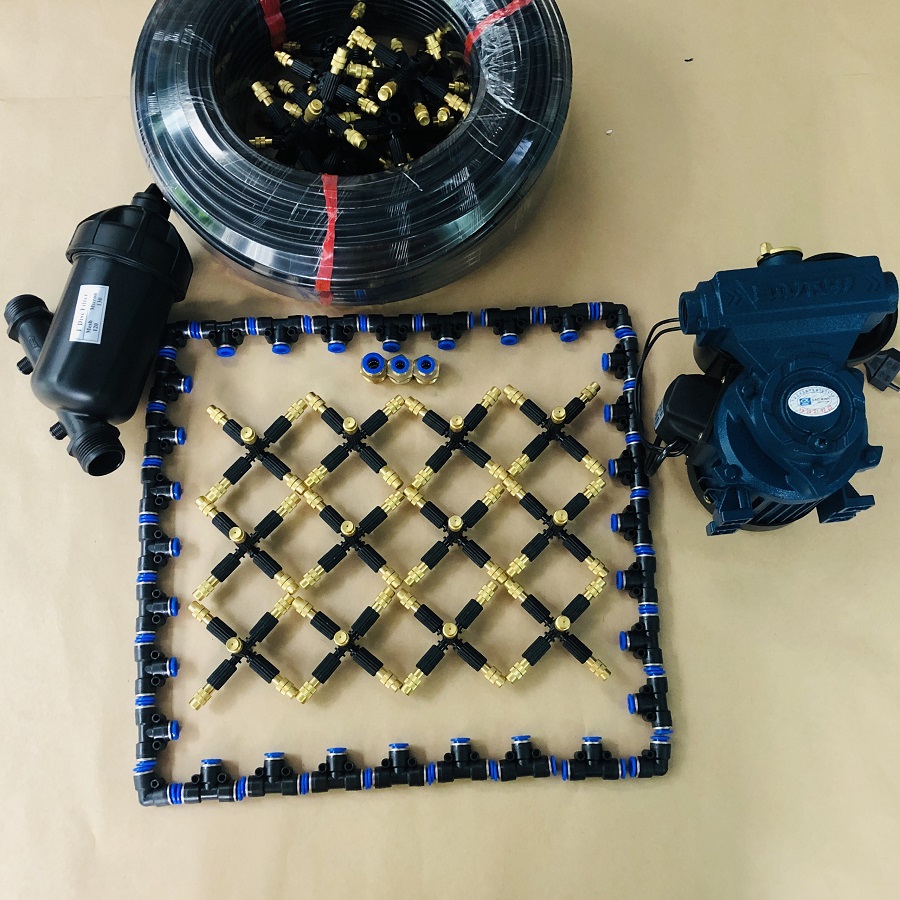 Hệ thống phun sương tưới lan phun rau làm mát 15 béc bằng đồng cao cấp