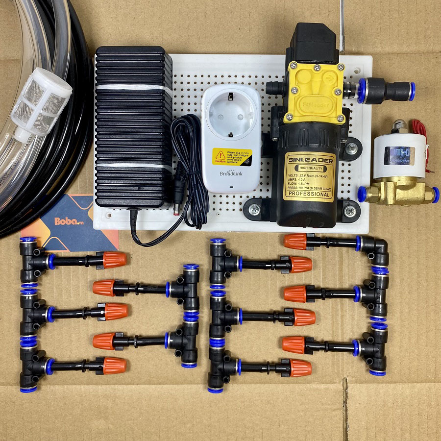 Hệ thống phun sương tưới cây điều khiển từ xa 15 béc 1 hướng nhựa