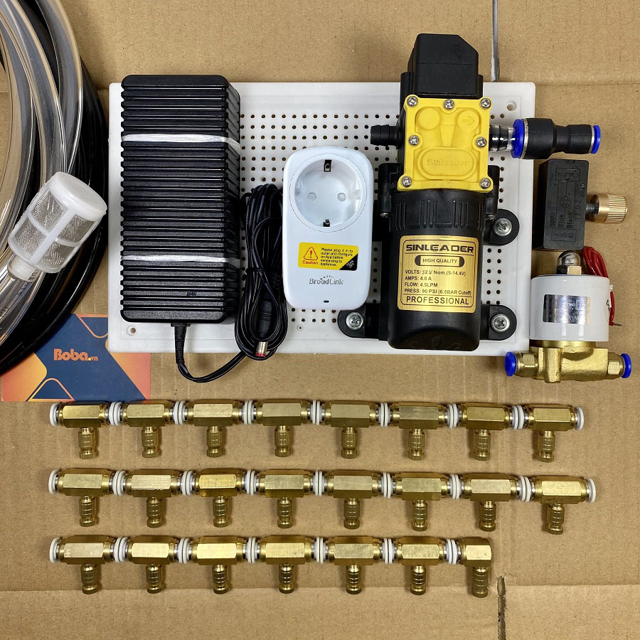 Hệ thống phun sương tạo ẩm làm mát tăng độ ẩm 35 đầu phun tự động đủ bộ