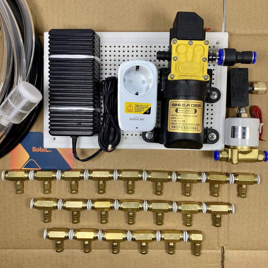 Hệ thống phun sương tạo ẩm làm mát tăng độ ẩm 35 đầu phun tự động đủ bộ