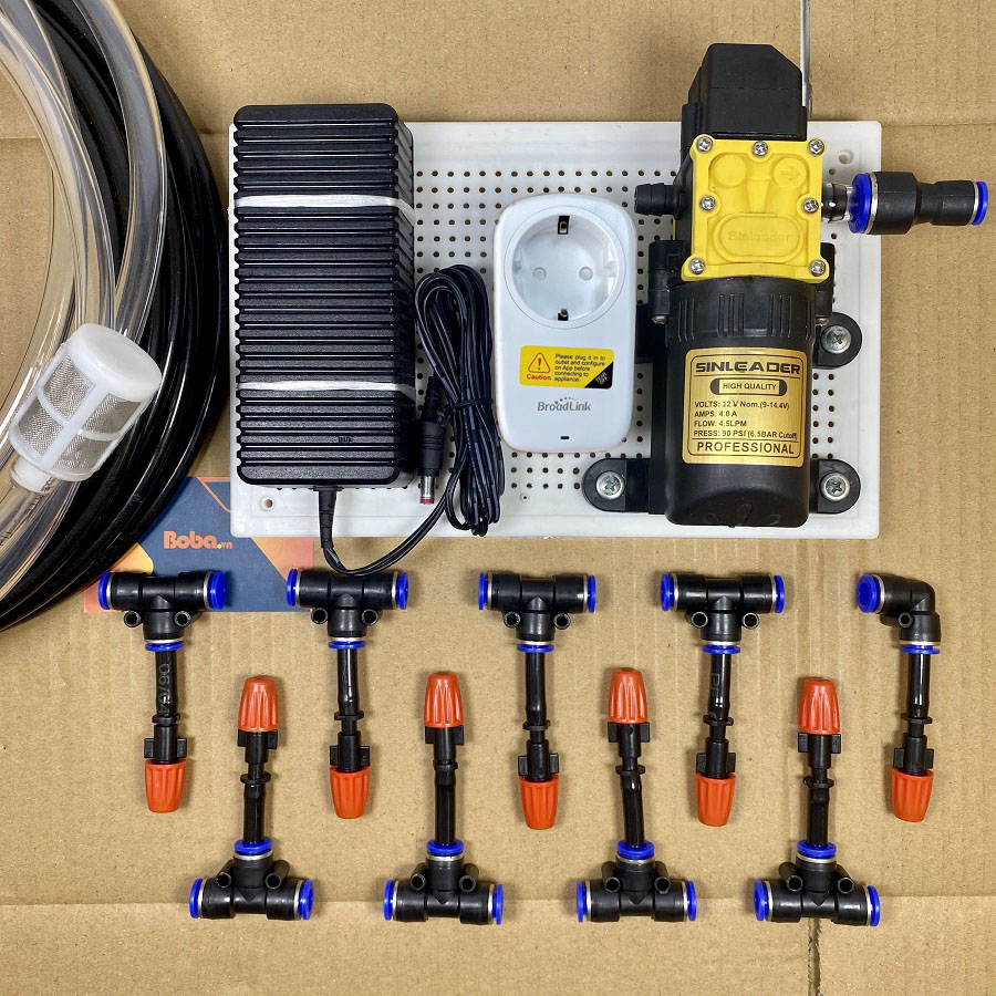 Hệ thống phun sương tưới lan điều khiển từ xa 10 béc 1 hướng nhựa