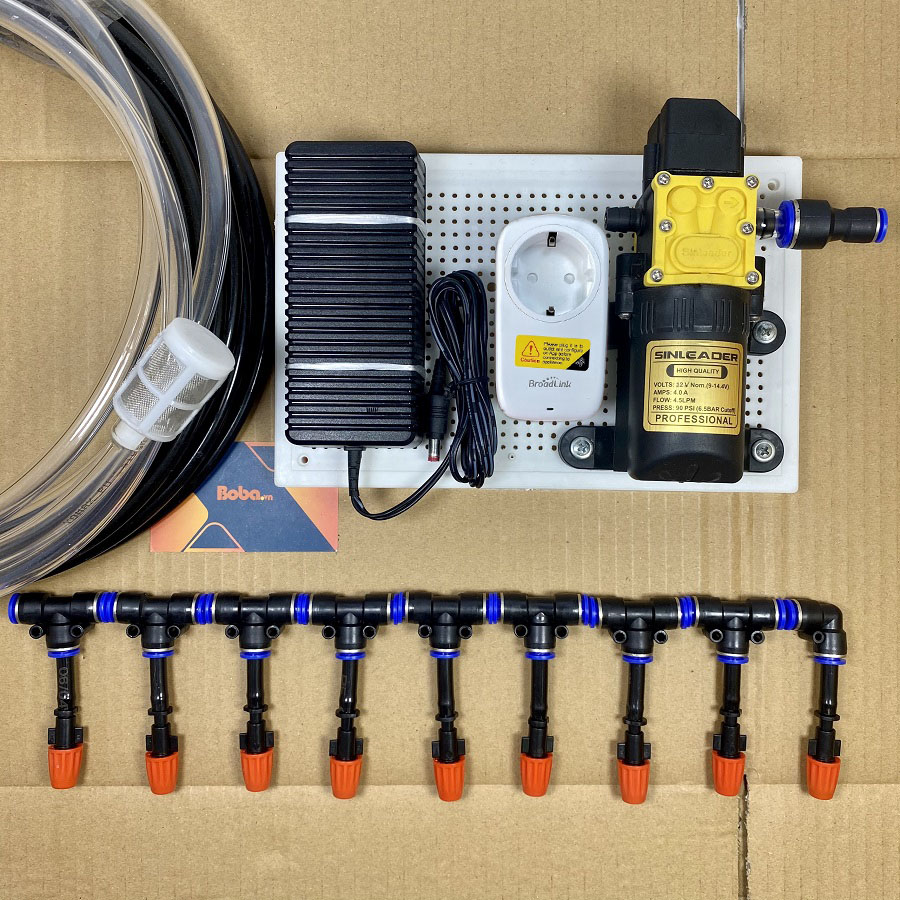 Hệ thống phun sương tưới lan điều khiển từ xa 10 béc 1 hướng nhựa