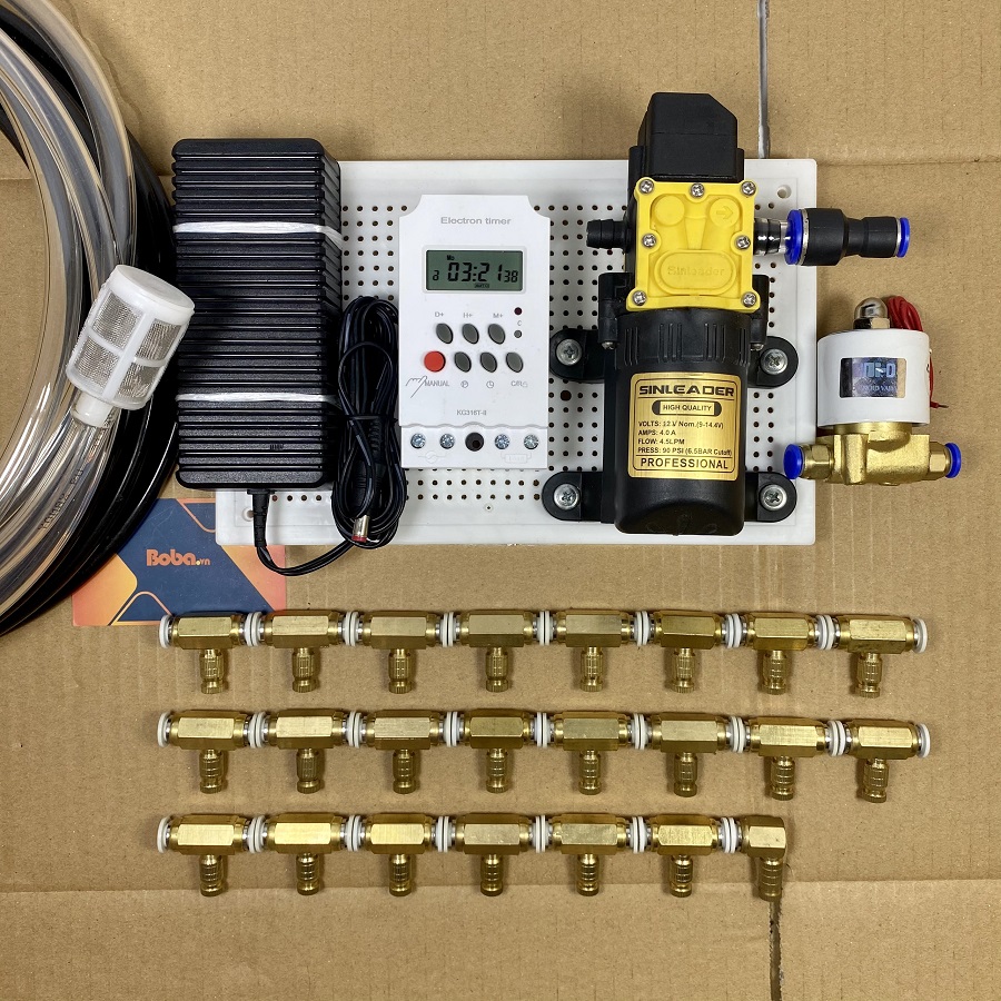 Hệ thống phun sương tưới lan tưới cây hẹn giờ tự động 35 béc đồng - Có timer hẹn giờ tự động tưới