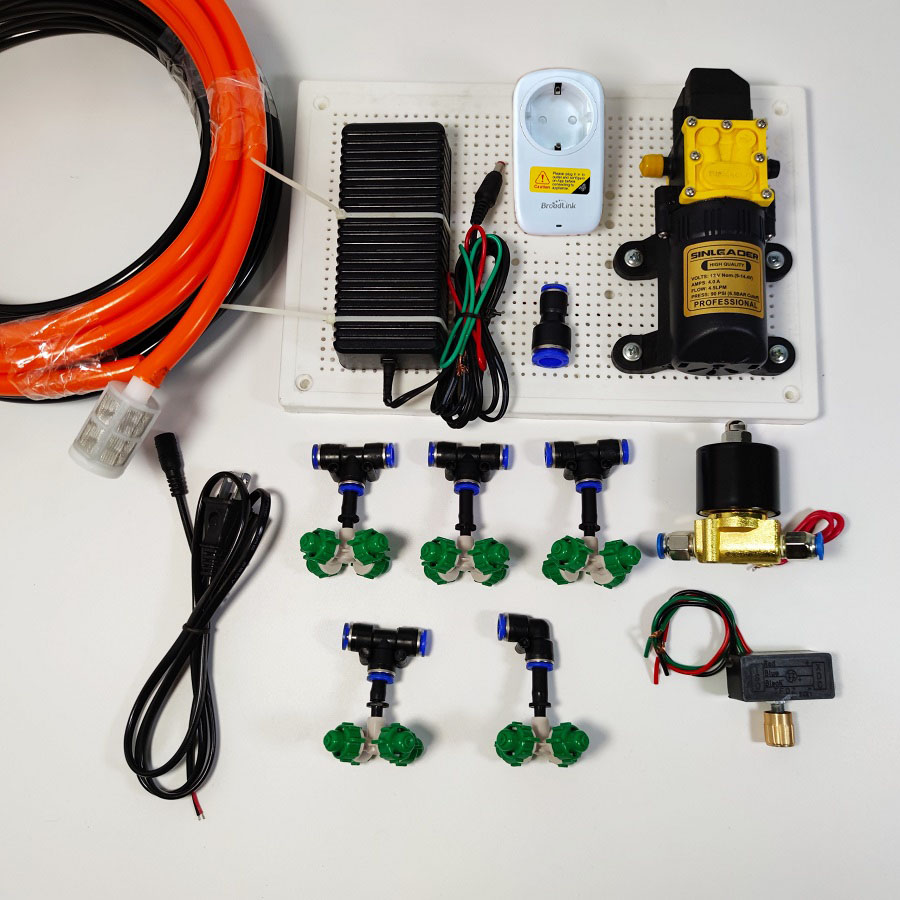 Hệ thống phun sương tưới lan và tưới cây 5 béc phun 4 hướng điều khiển từ xa đủ bộ