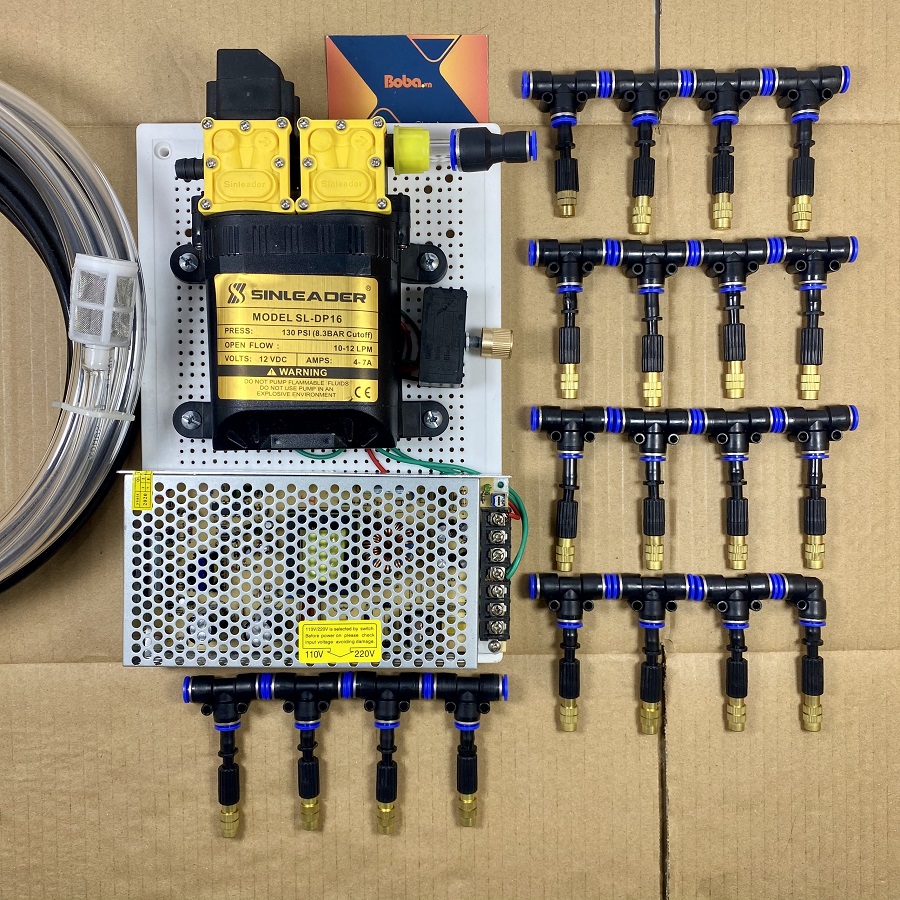 Bộ phun sương tạo ẩm làm mát không khí và tưới lan 22 béc phun trọn bộ