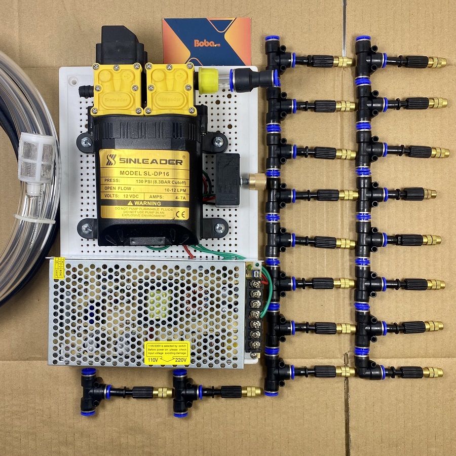 Bộ phun sương tạo ẩm làm mát không khí và tưới lan 22 béc phun trọn bộ