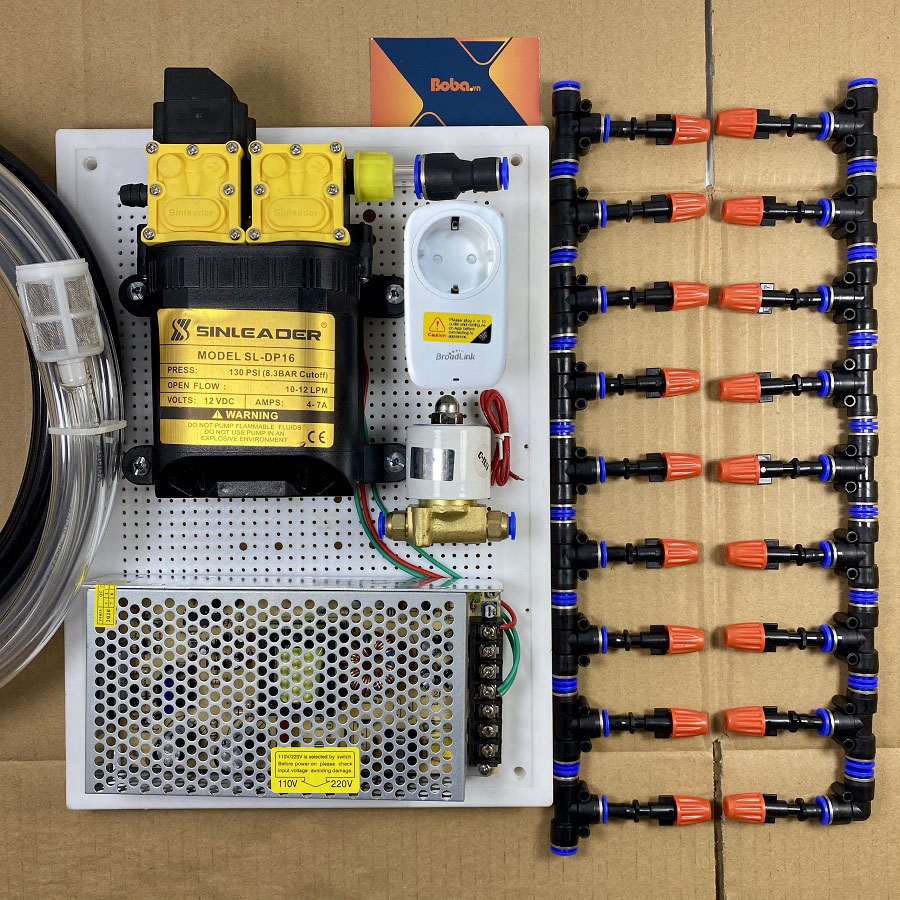 Hệ thống phun tưới cây cảnh 25 béc nhựa tự động - Có ổ cắm wifi