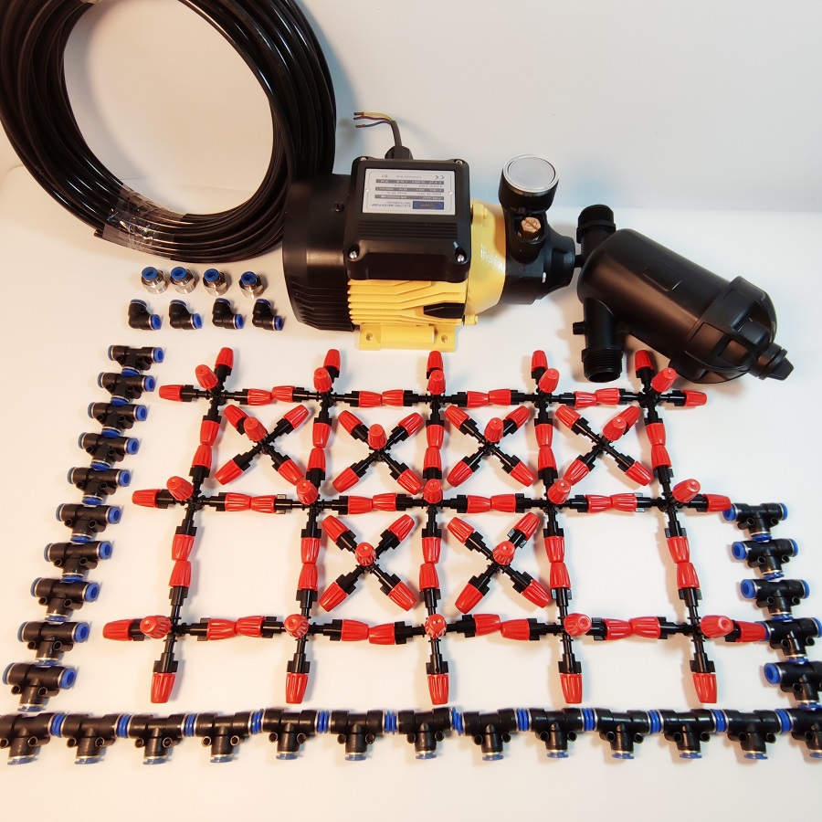 Hệ thống phun sương tưới vườn lan công suất lớn 28 béc 5 hướng nhựa