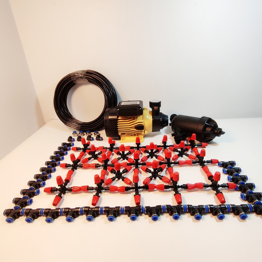 Hệ thống phun sương tưới vườn lan công suất lớn 28 béc 5 hướng nhựa