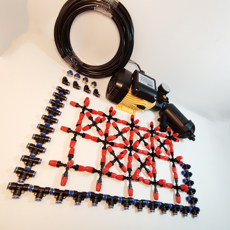 Hệ thống phun sương tưới vườn lan công suất lớn 28 béc 5 hướng nhựa