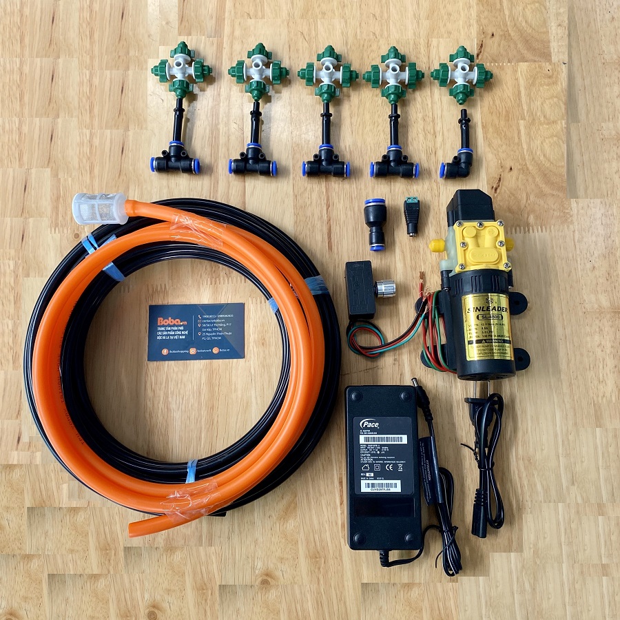 Hệ thống phun sương tưới lan tưới cây 7 béc phun 4 hướng đủ bộ