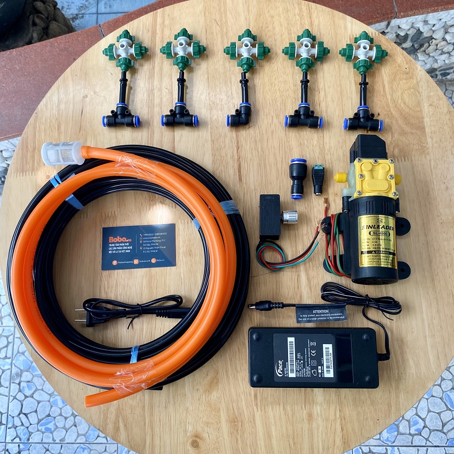 Hệ thống phun sương tưới lan tưới cây 7 béc phun 4 hướng đủ bộ