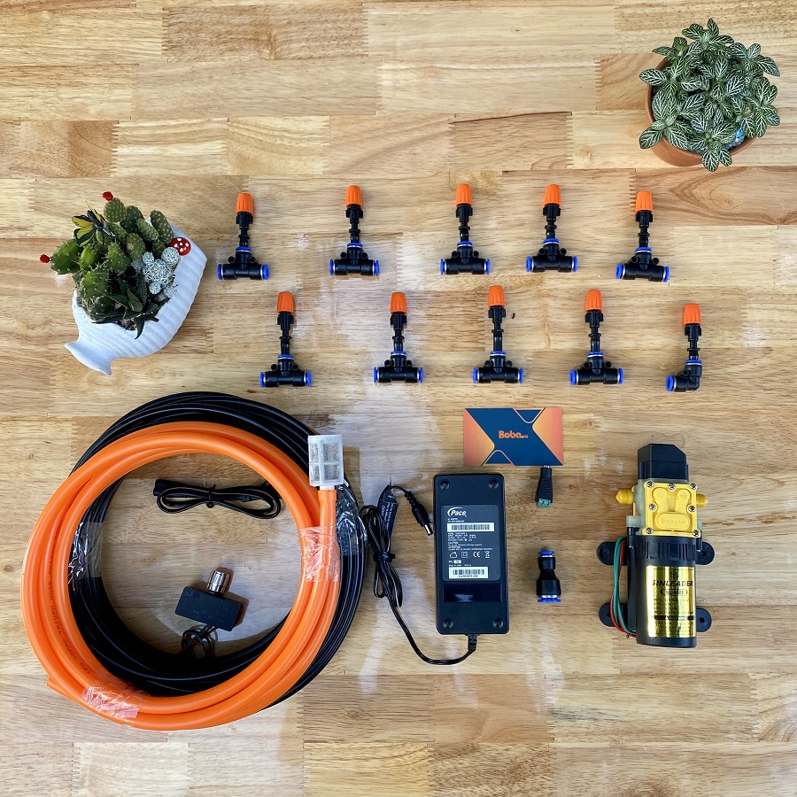 Bộ phun sương cho vườn lan tưới rau tiểu cảnh làm mát 10 béc phun trọn bộ