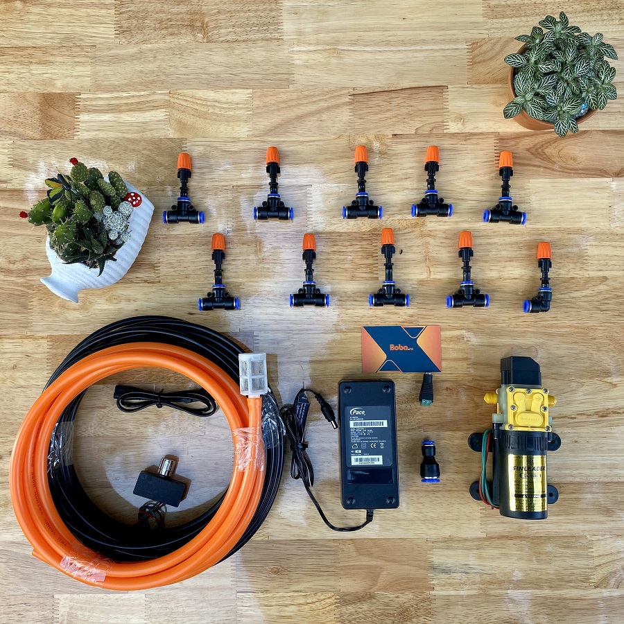 Bộ phun sương cho vườn lan tưới rau tiểu cảnh làm mát 10 béc phun trọn bộ