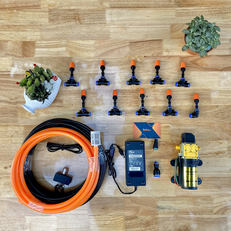 Bộ phun sương cho vườn lan tưới rau tiểu cảnh làm mát 10 béc phun trọn bộ