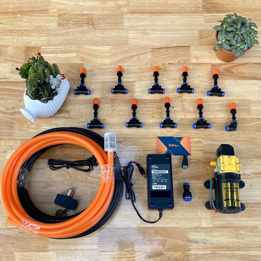 Bộ phun sương cho vườn lan tưới rau tiểu cảnh làm mát 10 béc phun trọn bộ