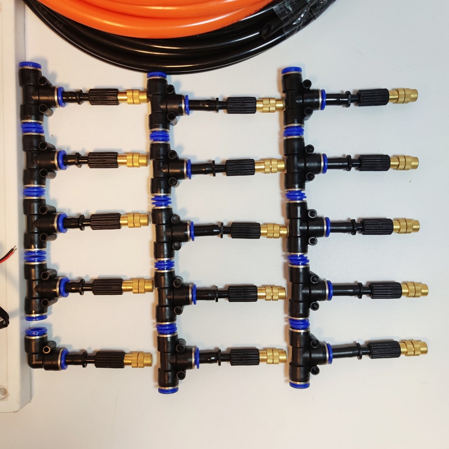 Trọn Bộ Phun Sương 15 Béc Phun Bằng Đồng- Bơm Sinleader 60W Có Hệ Thống Hẹn Giờ Tự Động