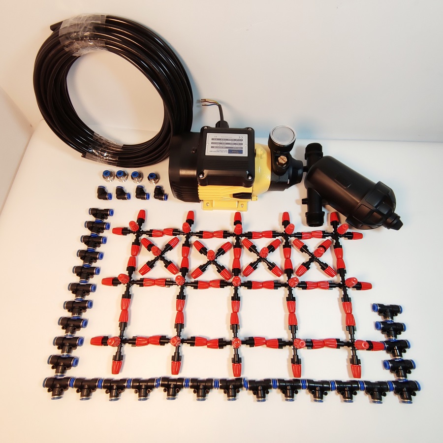 Trọn bộ phun sương 20 béc 5 hướng nhựa - Bơm Lion 0.5HP