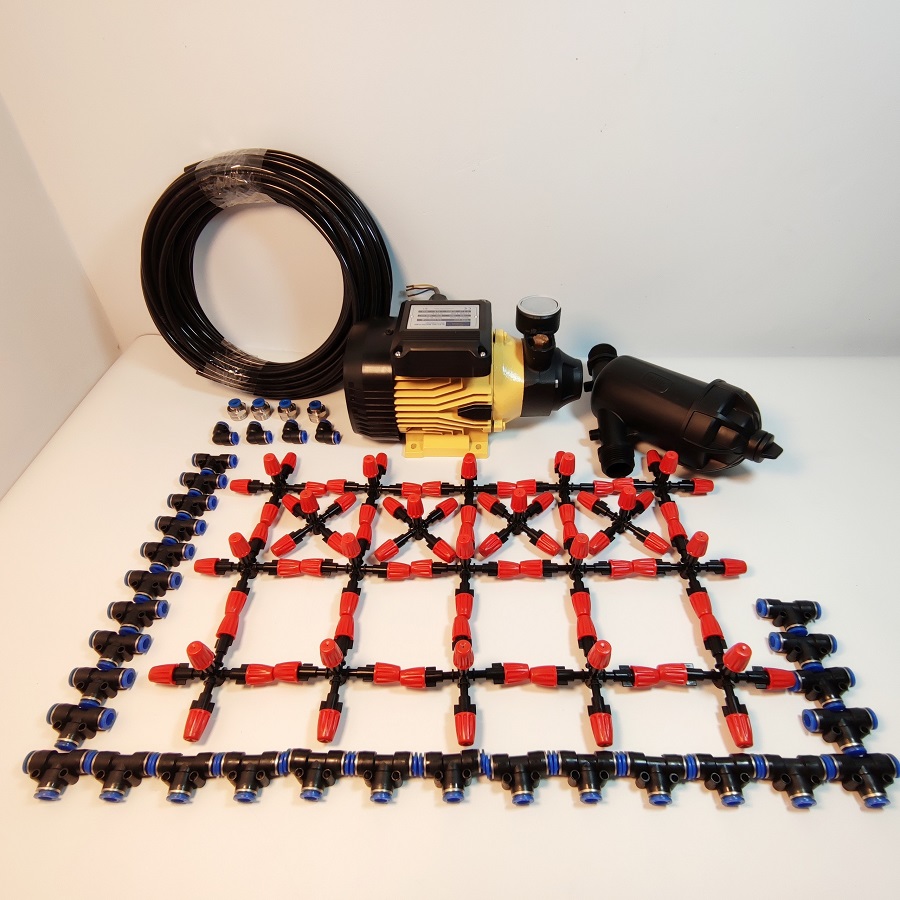 Trọn bộ phun sương 20 béc 5 hướng nhựa - Bơm Lion 0.5HP