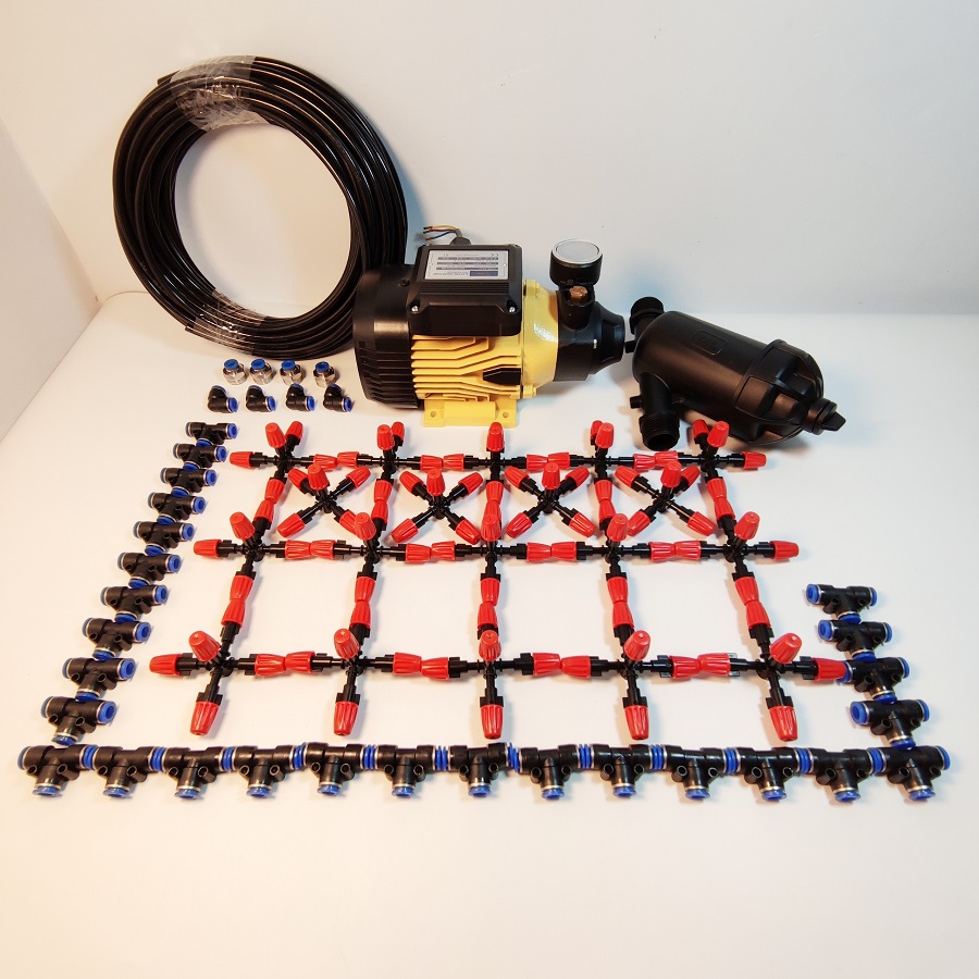 Trọn bộ phun sương 20 béc 5 hướng nhựa - Bơm Lion 0.5HP