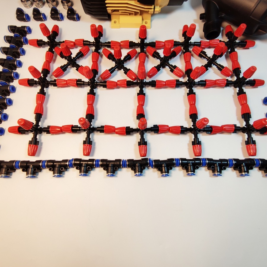 Trọn bộ phun sương 20 béc 5 hướng nhựa - Bơm Lion 0.5HP