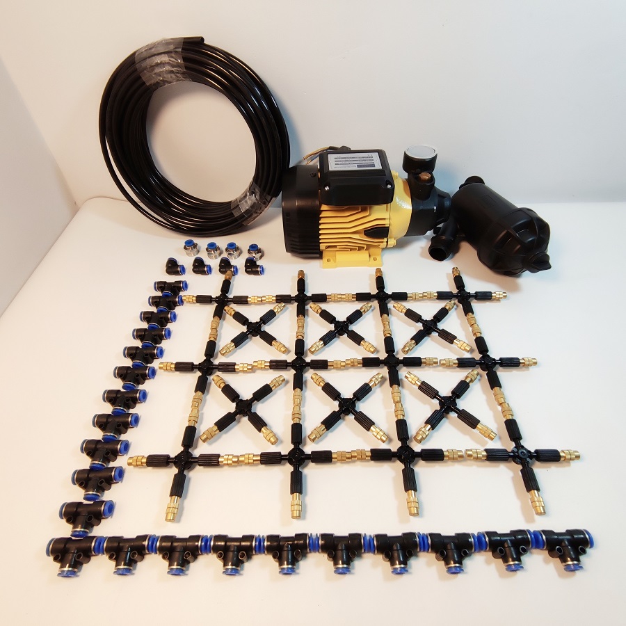 Trọn bộ phun sương 40 béc 4 hướng đầu đồng - Bơm Lion 0.5 HP