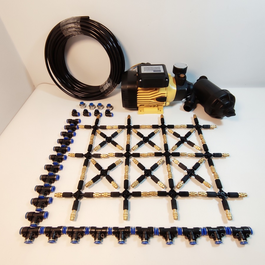 Trọn bộ phun sương 40 béc 4 hướng đầu đồng - Bơm Lion 0.5 HP