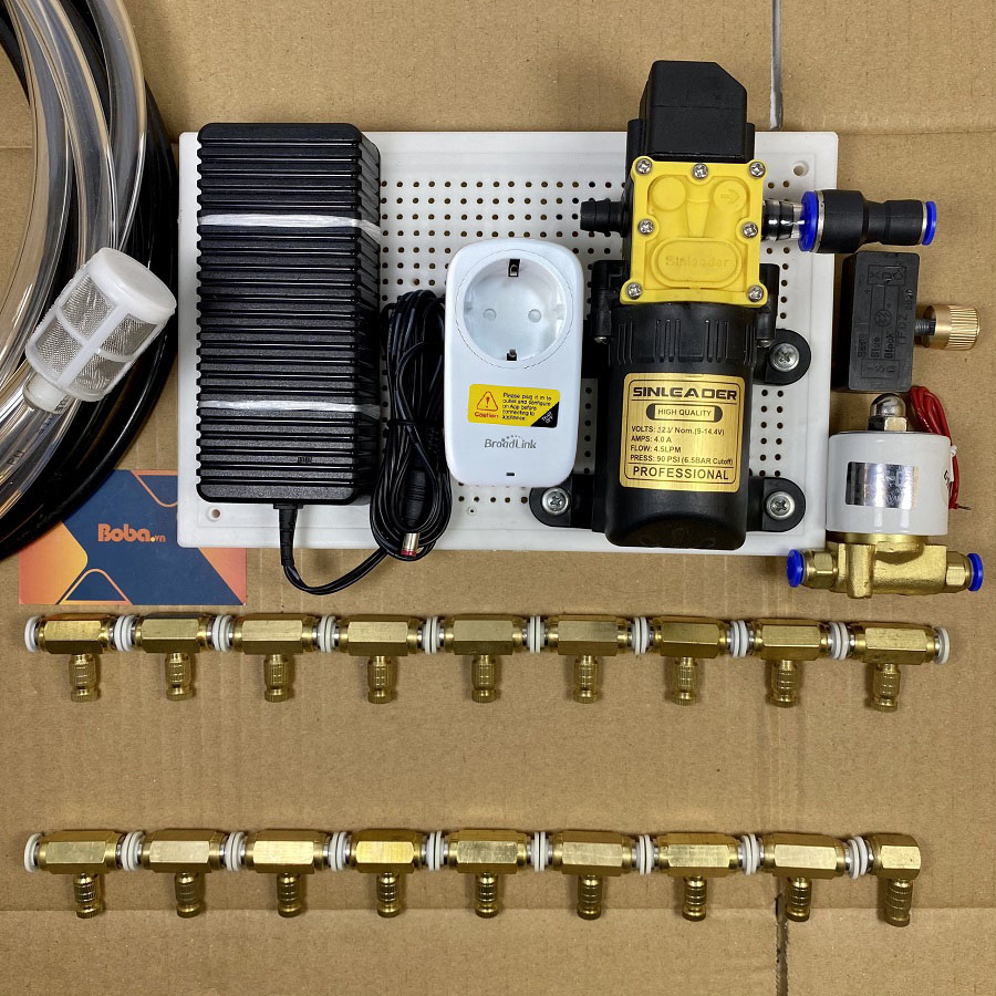 Trọn bộ phun sương tạo ẩm làm mát tự động 30 béc đồng bằng ổ cắm wifi