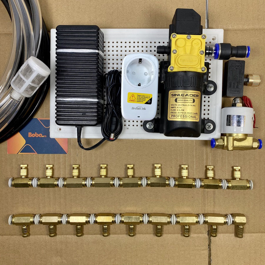 Trọn bộ phun sương tạo ẩm làm mát tự động 30 béc đồng bằng ổ cắm wifi